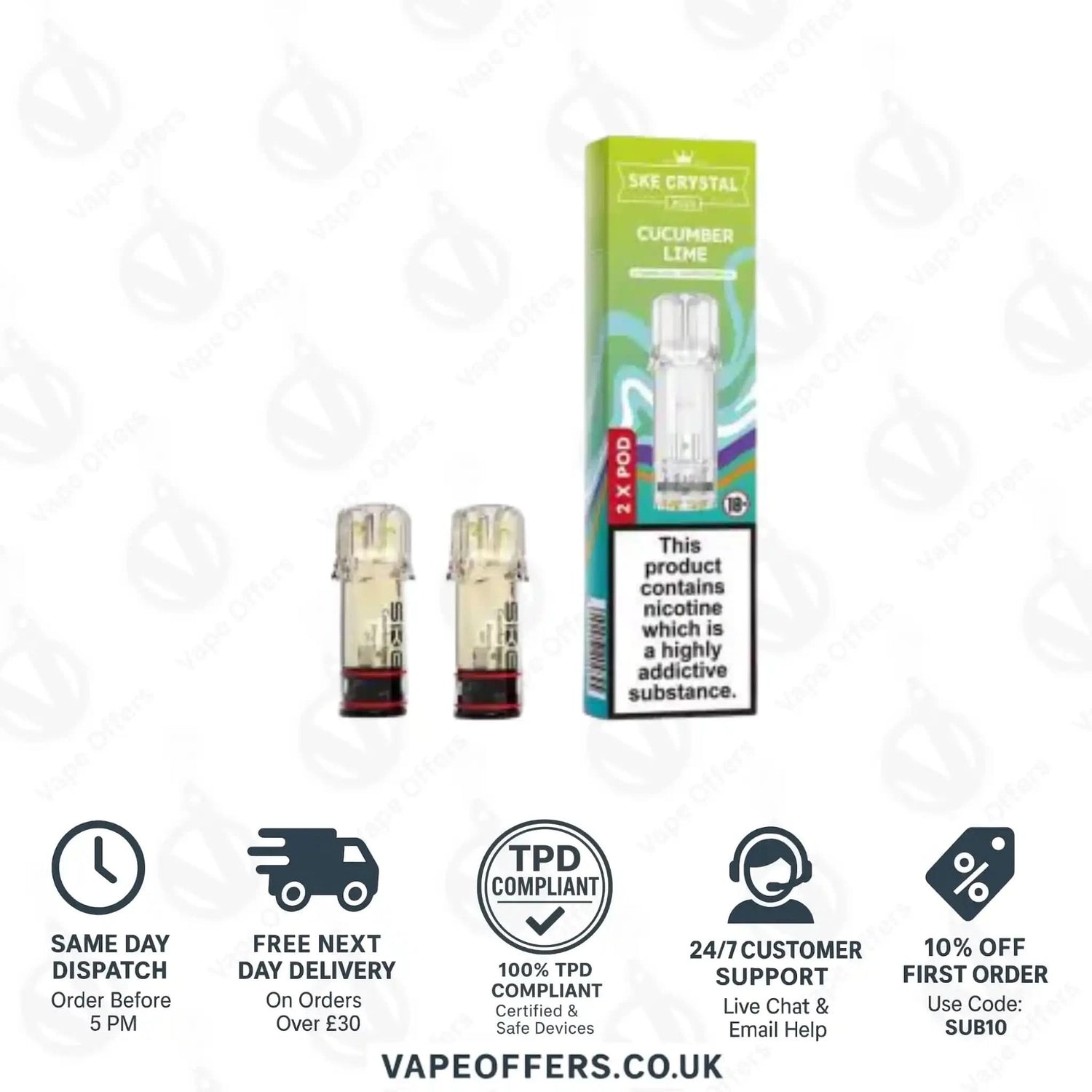 SKE Crystal PLUS Prefilled Pods Cucumber Lime