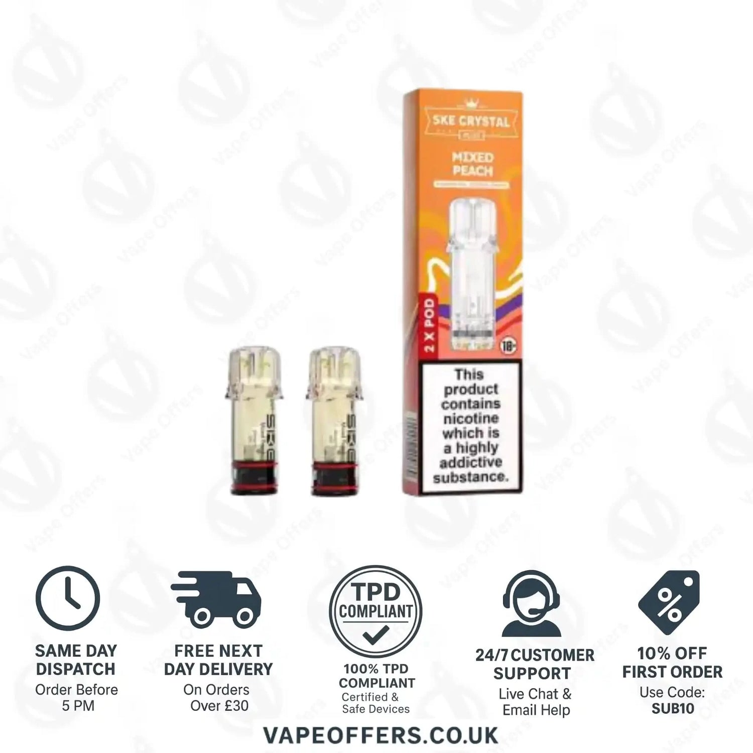 SKE Crystal PLUS Prefilled Pods Mixed Peach