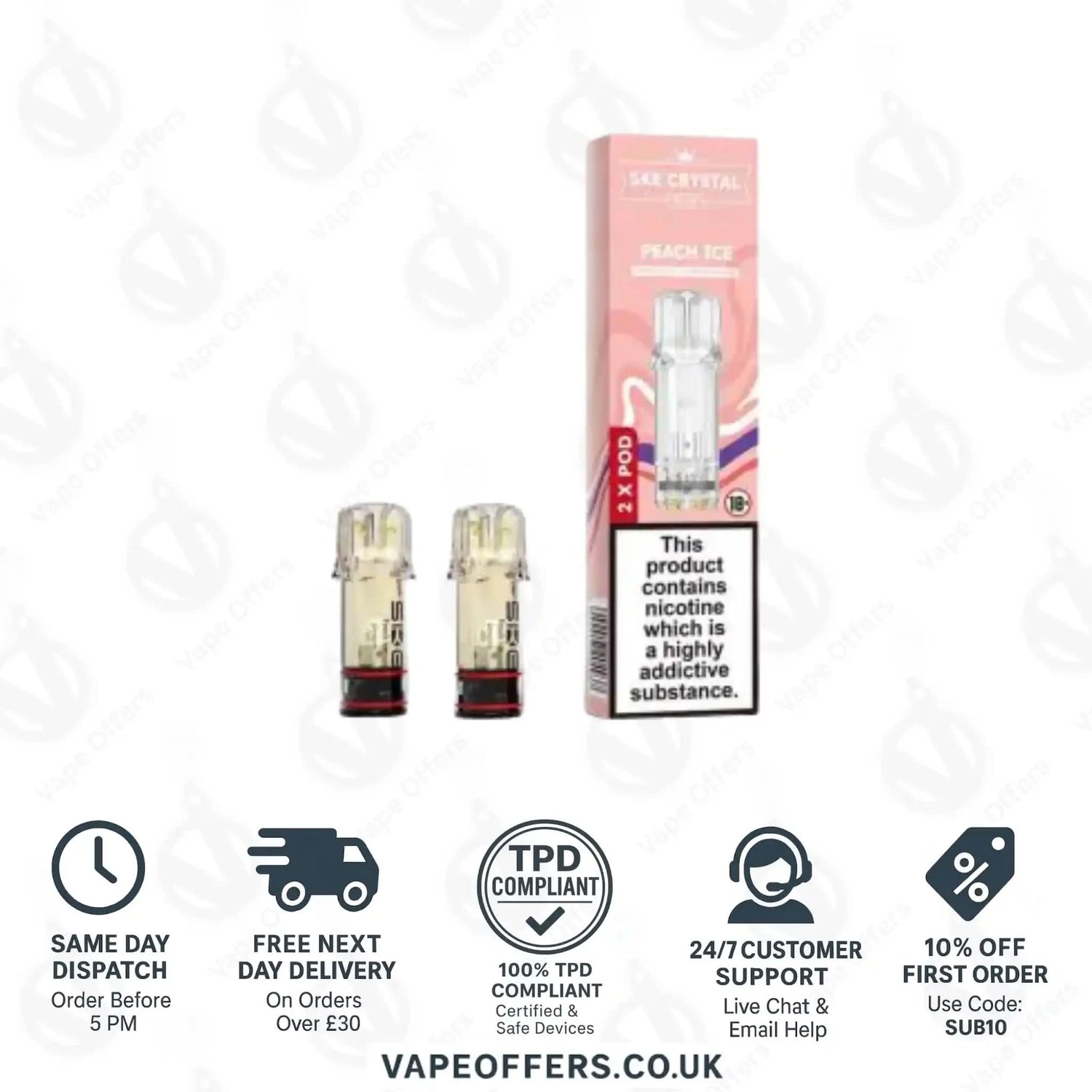 SKE Crystal PLUS Prefilled Pods Peach Ice