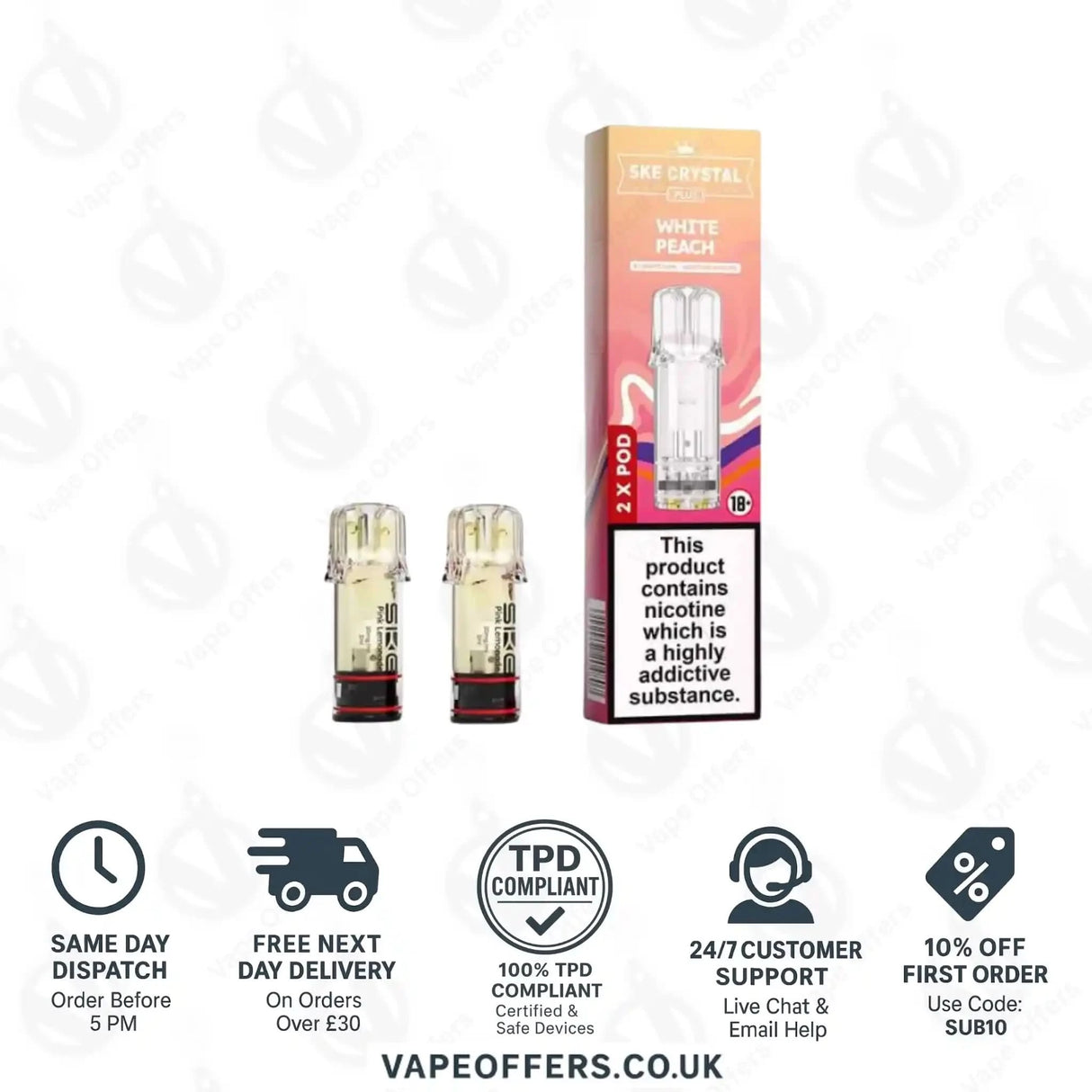 SKE Crystal PLUS Prefilled Pods White Peach