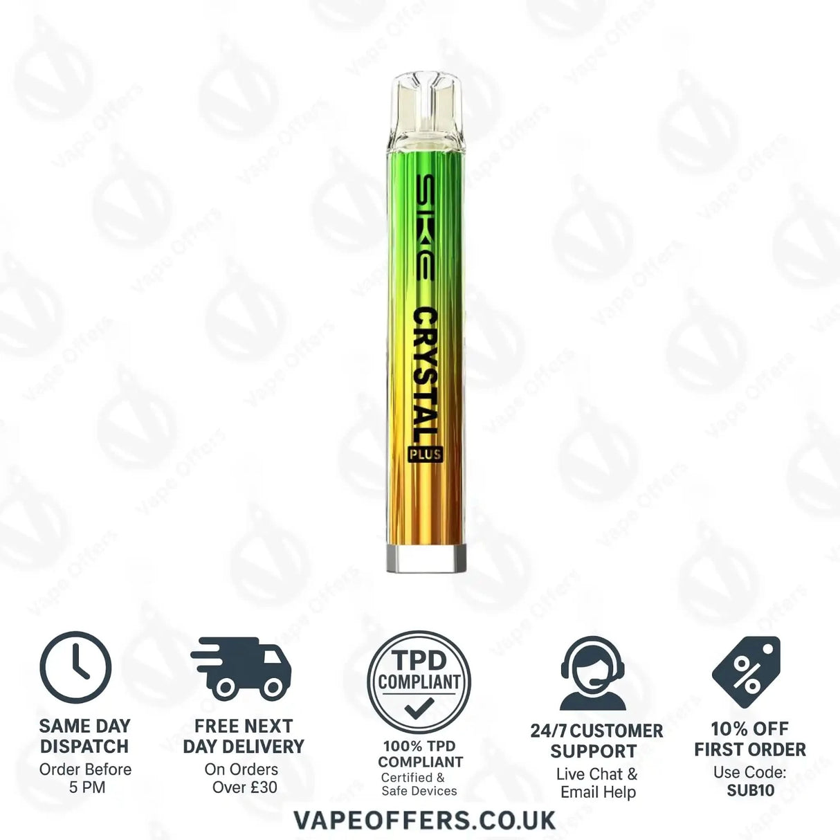 SKE Crystal Plus Vape Kit Prefilled Pod Kit Aurora Green With Lemon & Lime