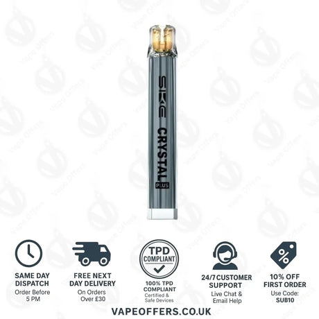 SKE Crystal Plus Vape Kit Prefilled Pod Kit Grey With Blue Fusion