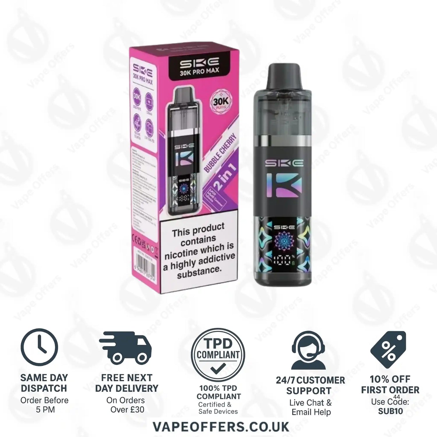 SKE Pro Max 30K 2 in 1 Prefilled Pod Kit Bubble Cherry