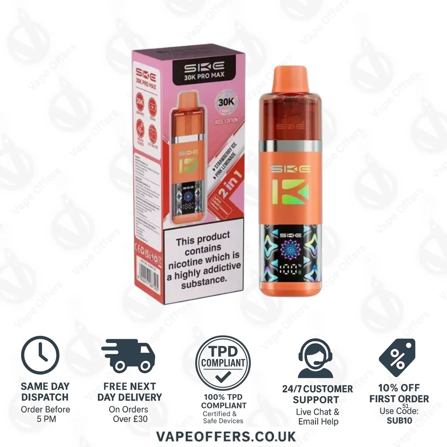 SKE Pro Max 30K 2 in 1 Prefilled Pod Kit Rose Edition