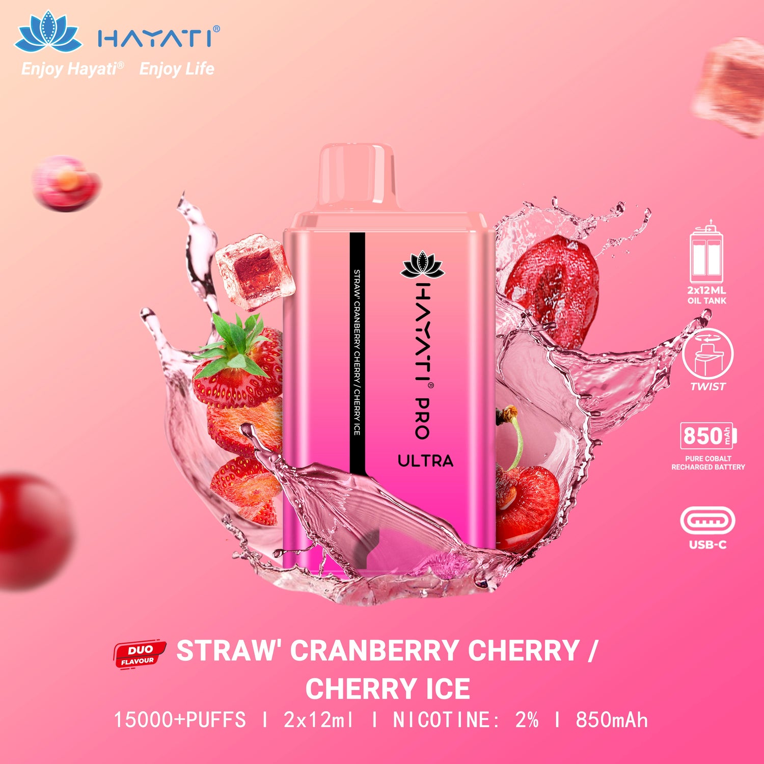 Strawberry Cranberry Cherry & Cherry Ice Hayati Pro Ultra 15000