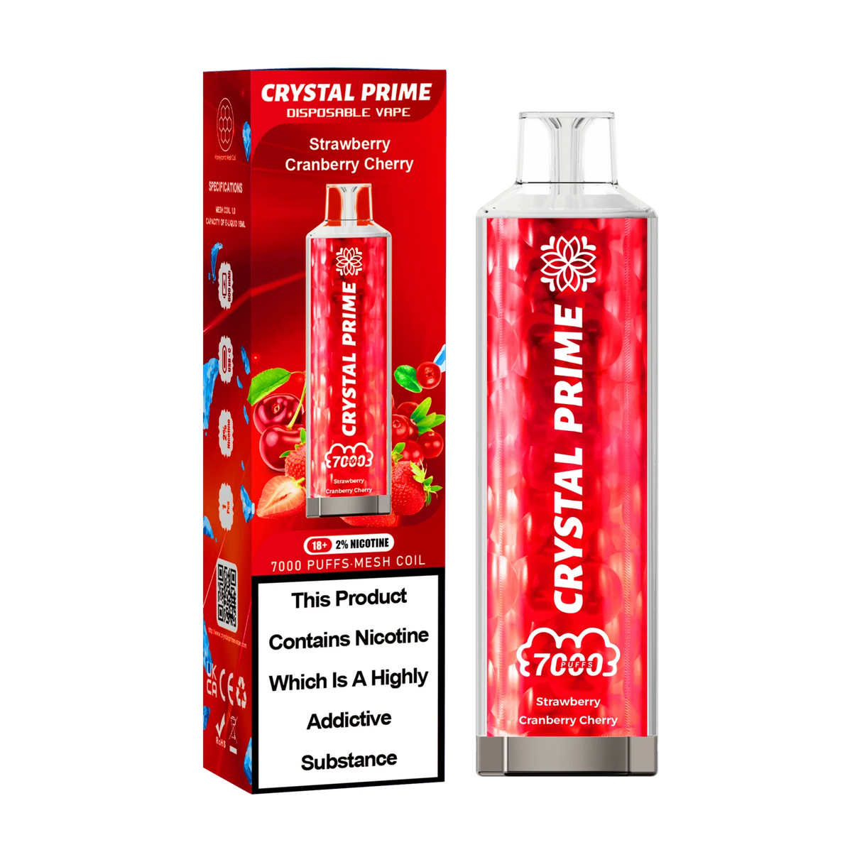 Strawberry Cranberry Cherry Crystal Prime 7000 Vape