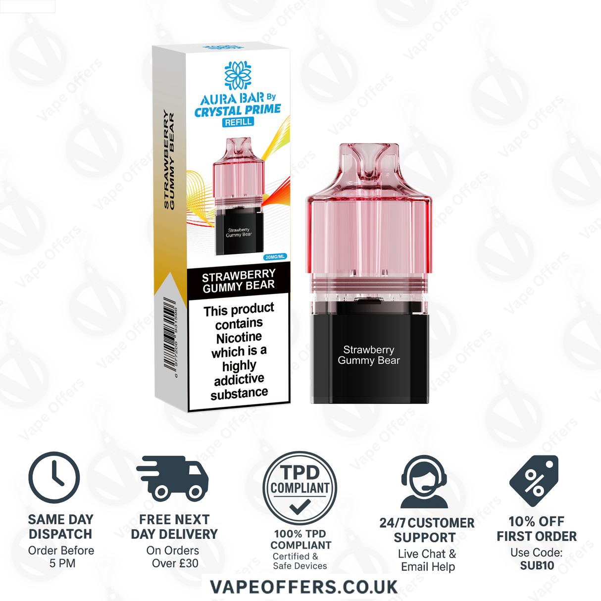 Strawberry Gummy Bear Crystal Prime Aura Bar 10k Pod