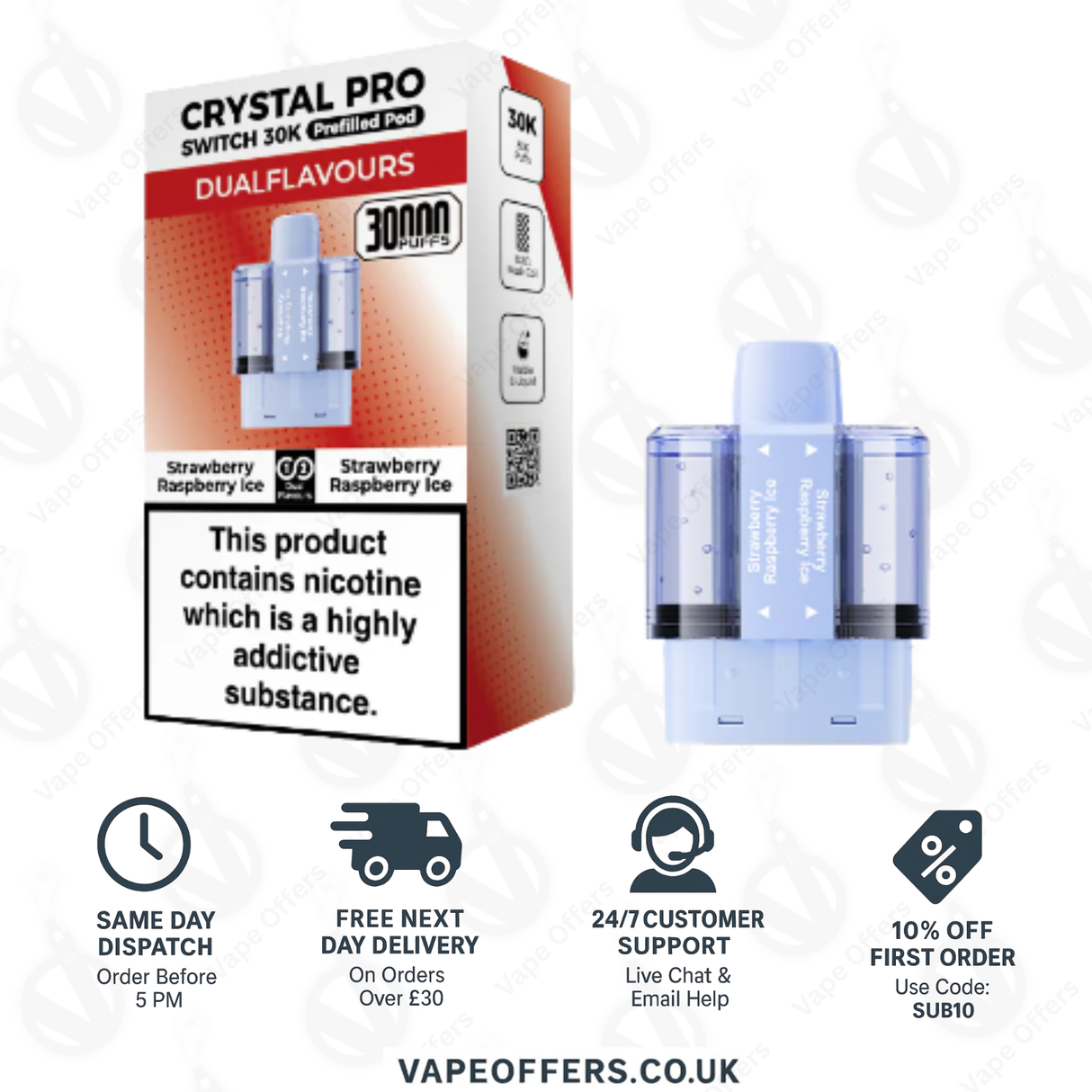 Crystal Pro Switch 30k Prefilled | Replacement Pods | 5 for £35