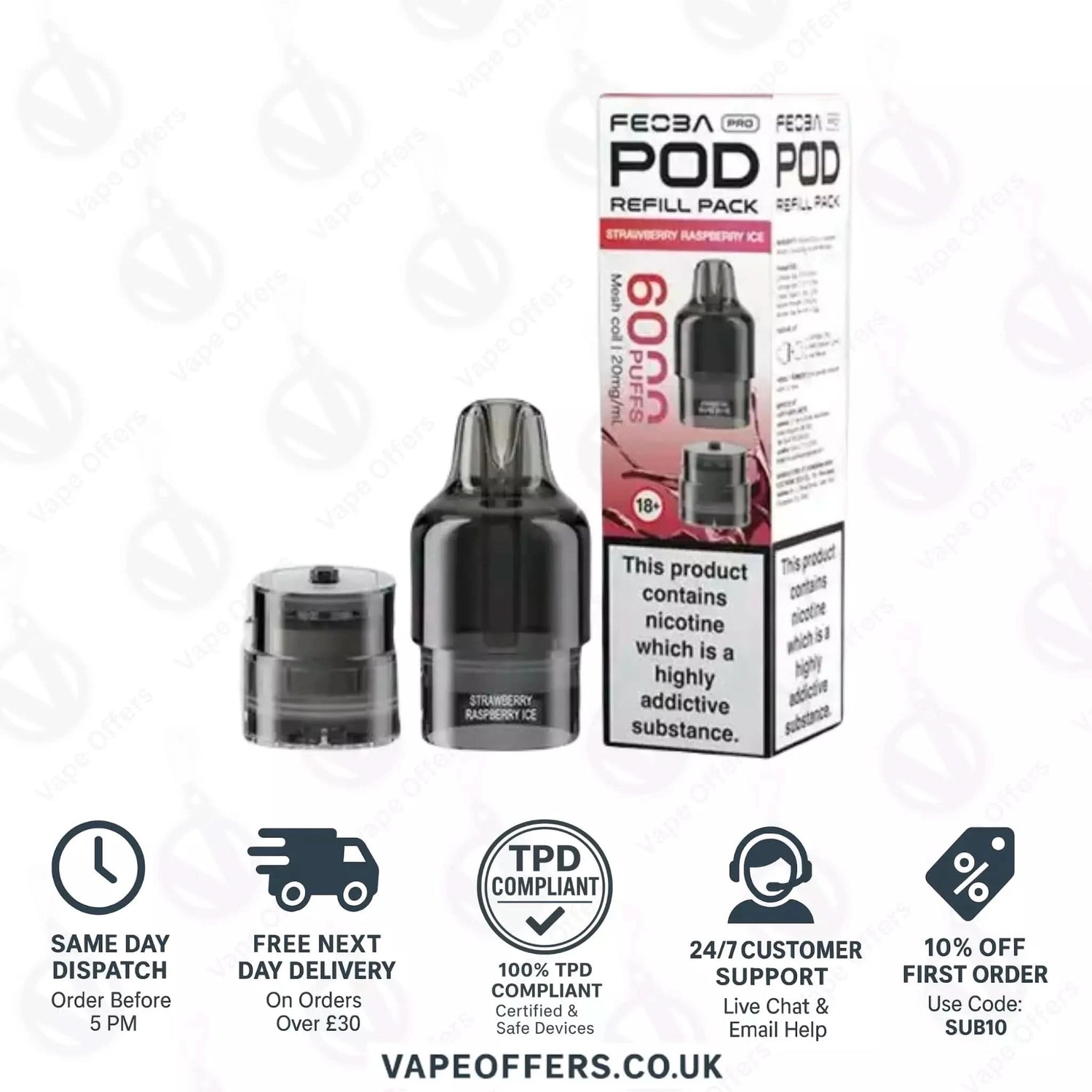 Strawberry Raspberry Ice Feoba Pro 6000 Puffs Prefilled Pods