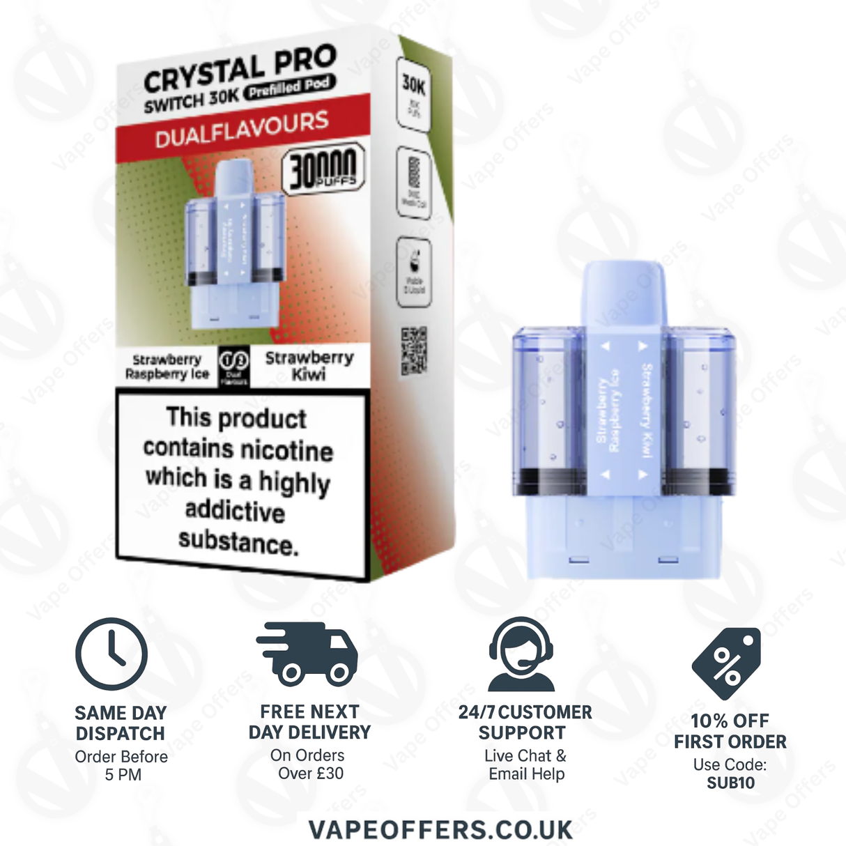 Crystal Pro Switch 30k Prefilled | Replacement Pods | 5 for £35