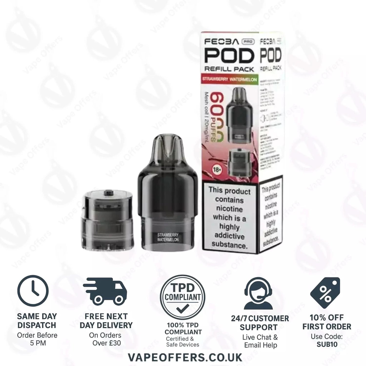 Strawberry Watermelon Feoba Pro 6000 Puffs Prefilled Pods