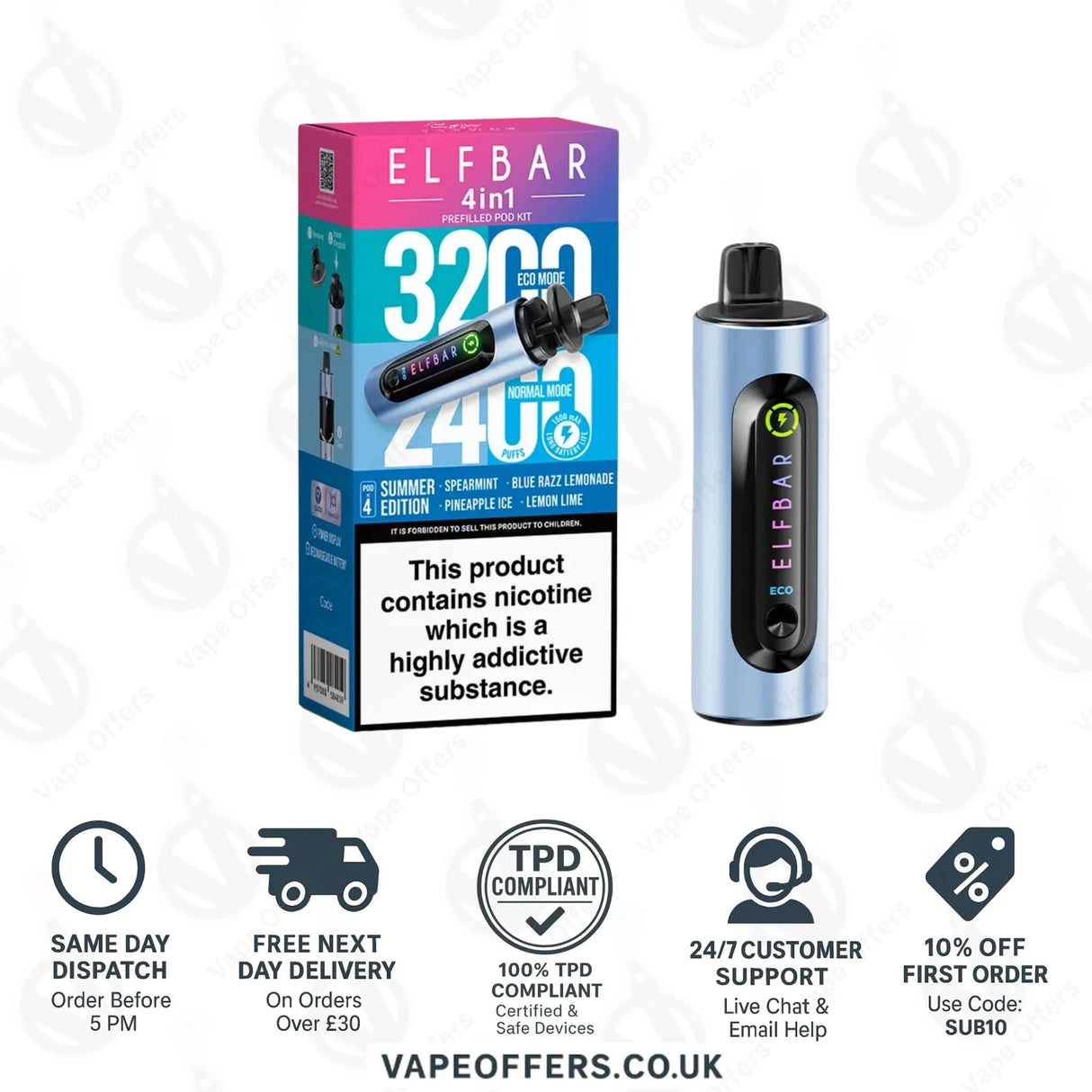 Summer Edition Elf Bar 4 in 1 3200 Puffs Prefilled Pod Kit