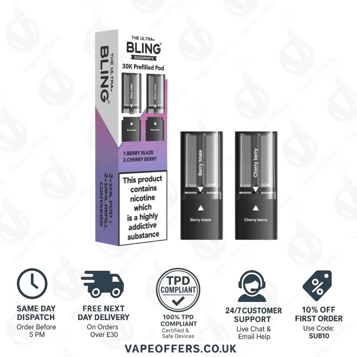 The Crystal Bling Ultra Plus 30k Prefilled Pods Berry Blaze & Cherry Berry