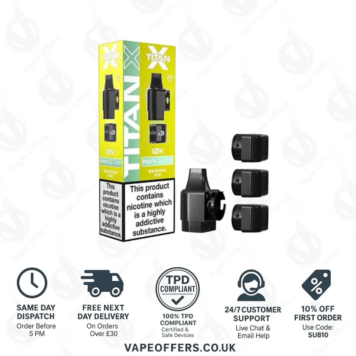 Titan X 10K Puffs Prefilled Pod Banana Ice