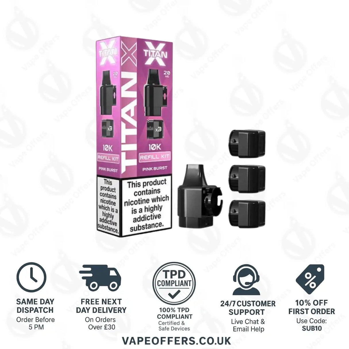 Titan X 10K Puffs Prefilled Pod Pink Burst