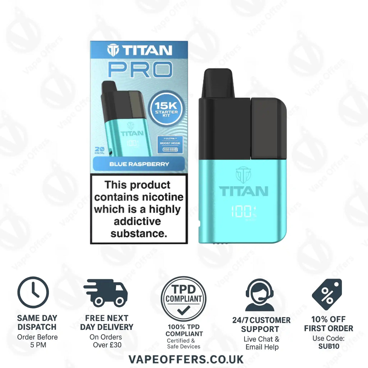 Titan Pro 15K Blue Raspberry Prefilled Pod Kit