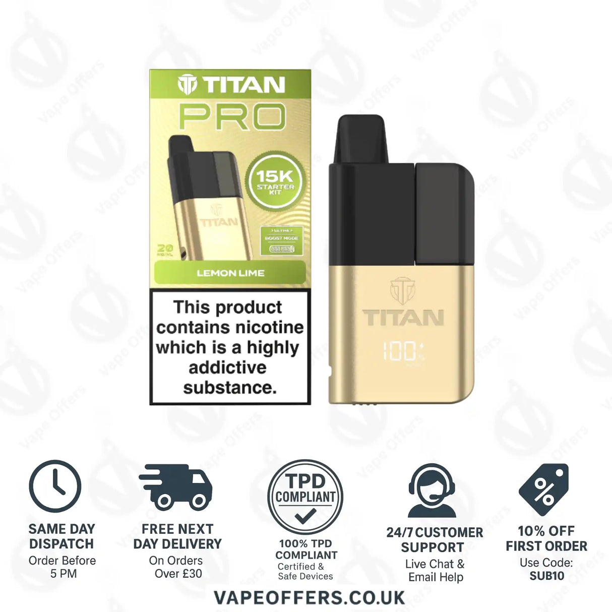 Titan Pro 15K Lemon Lime Prefilled Pod Kit
