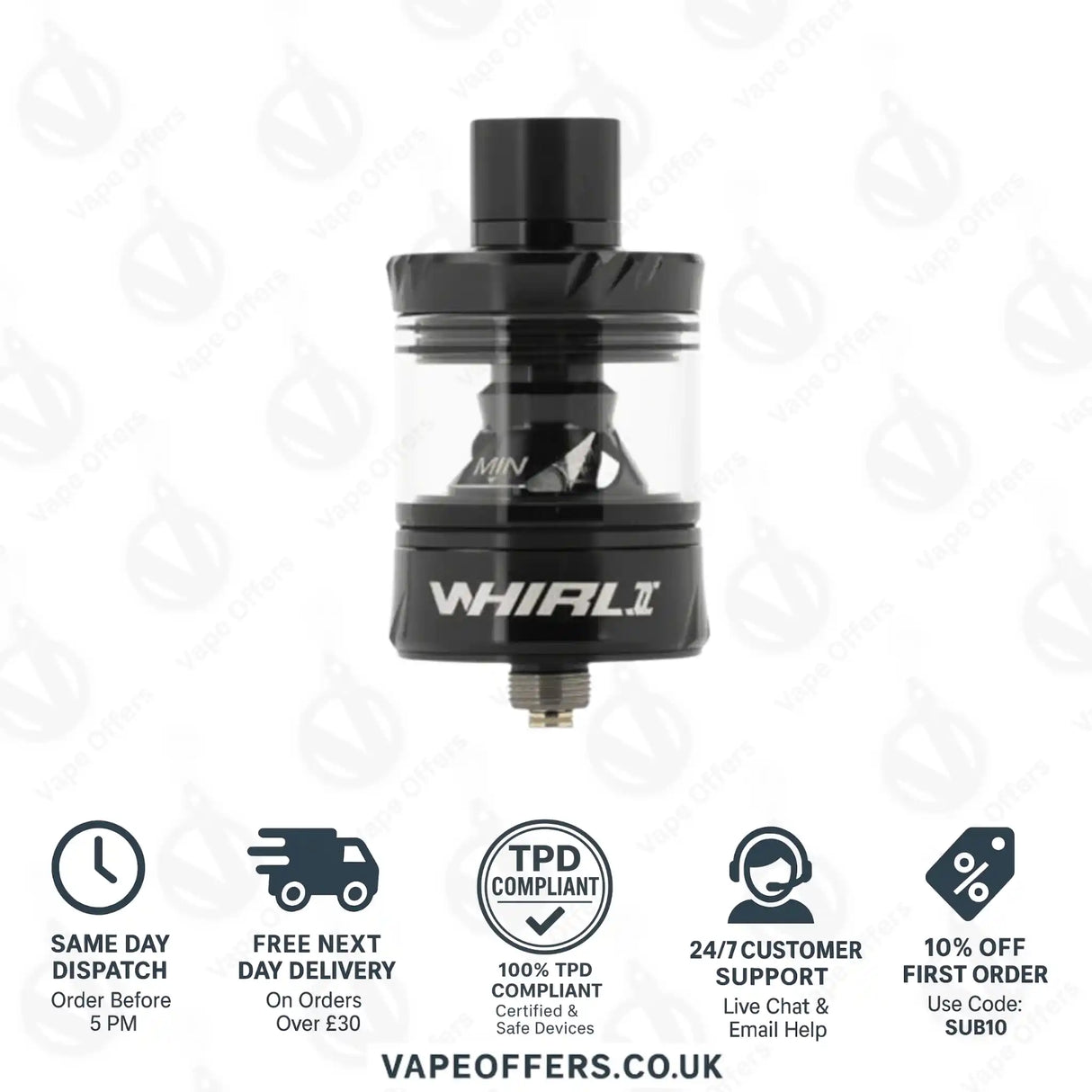 Uwell Whirl II 2 Sub-Ohm Black Tank