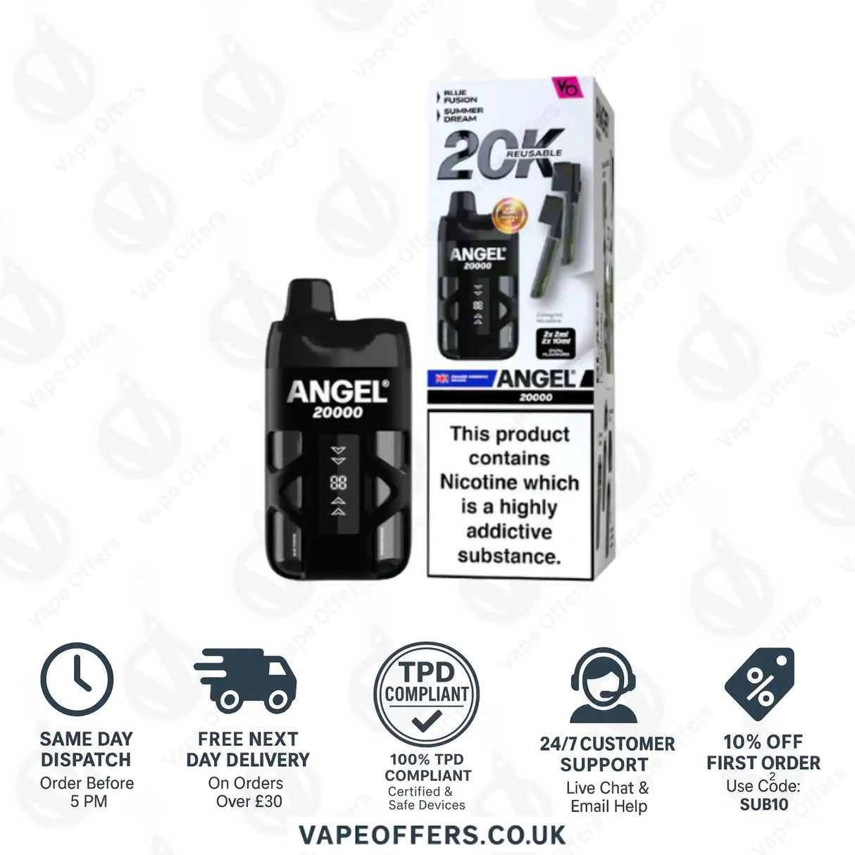 Vapes Bars Angel 20K Prefilled Pod Kit Black Edition
