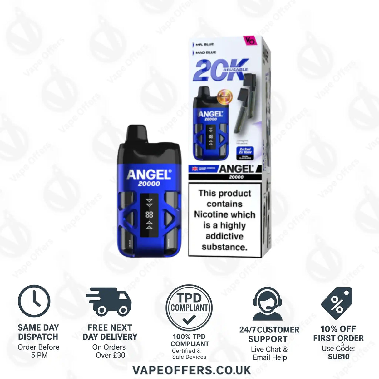 Vapes Bars Angel 20K Prefilled Pod Kit Blue Edition