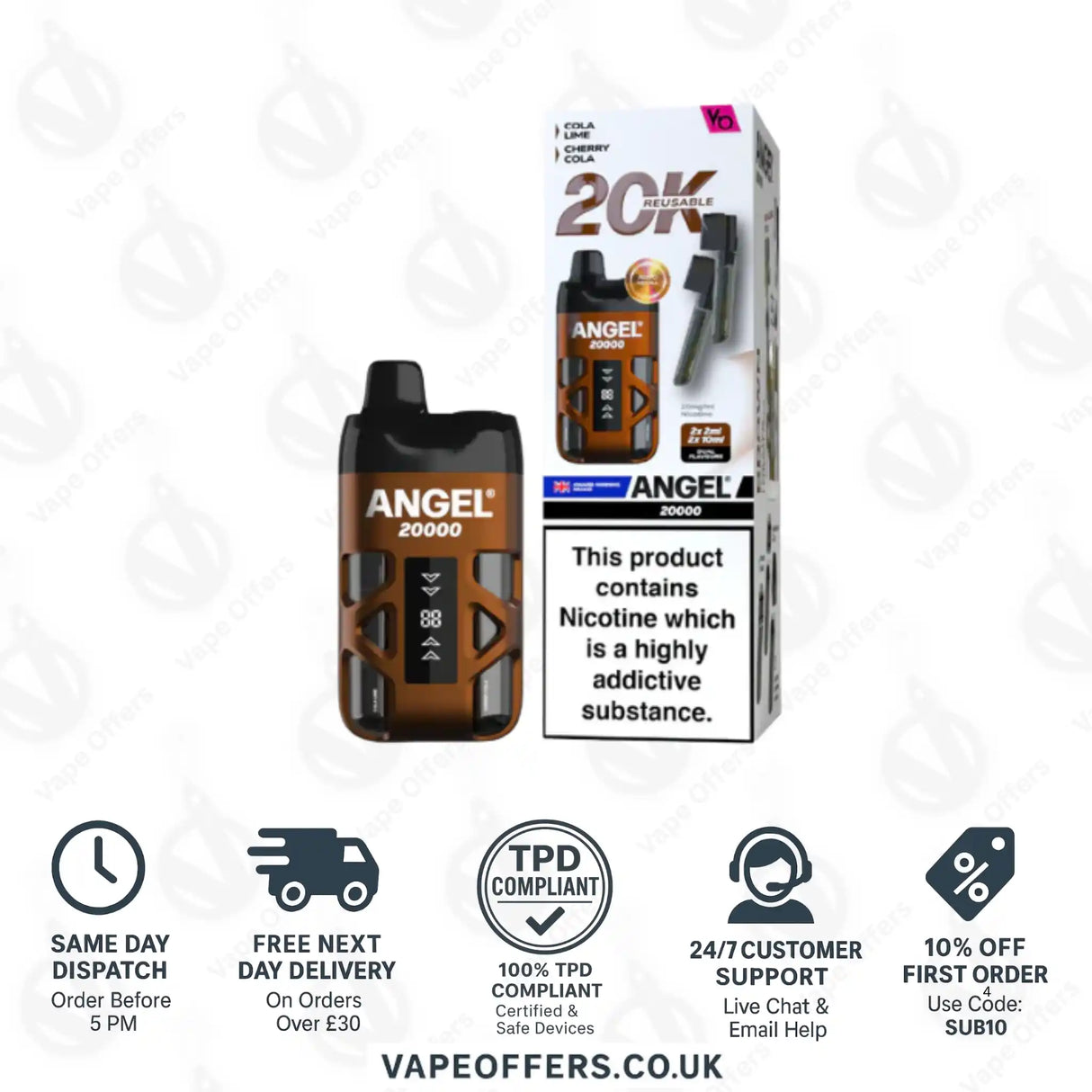 Vapes Bars Angel 20K Prefilled Pod Kit Brown Edition