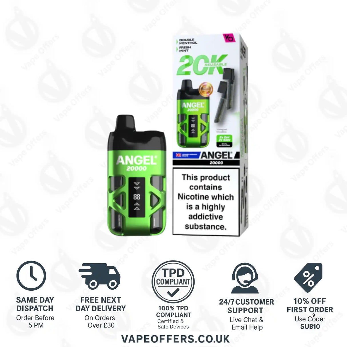 Vapes Bars Angel 20K Prefilled Pod Kit Green Edition