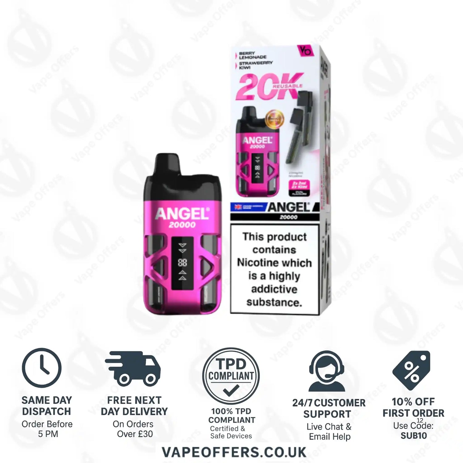 Vapes Bars Angel 20K Prefilled Pod Kit Pink Edition