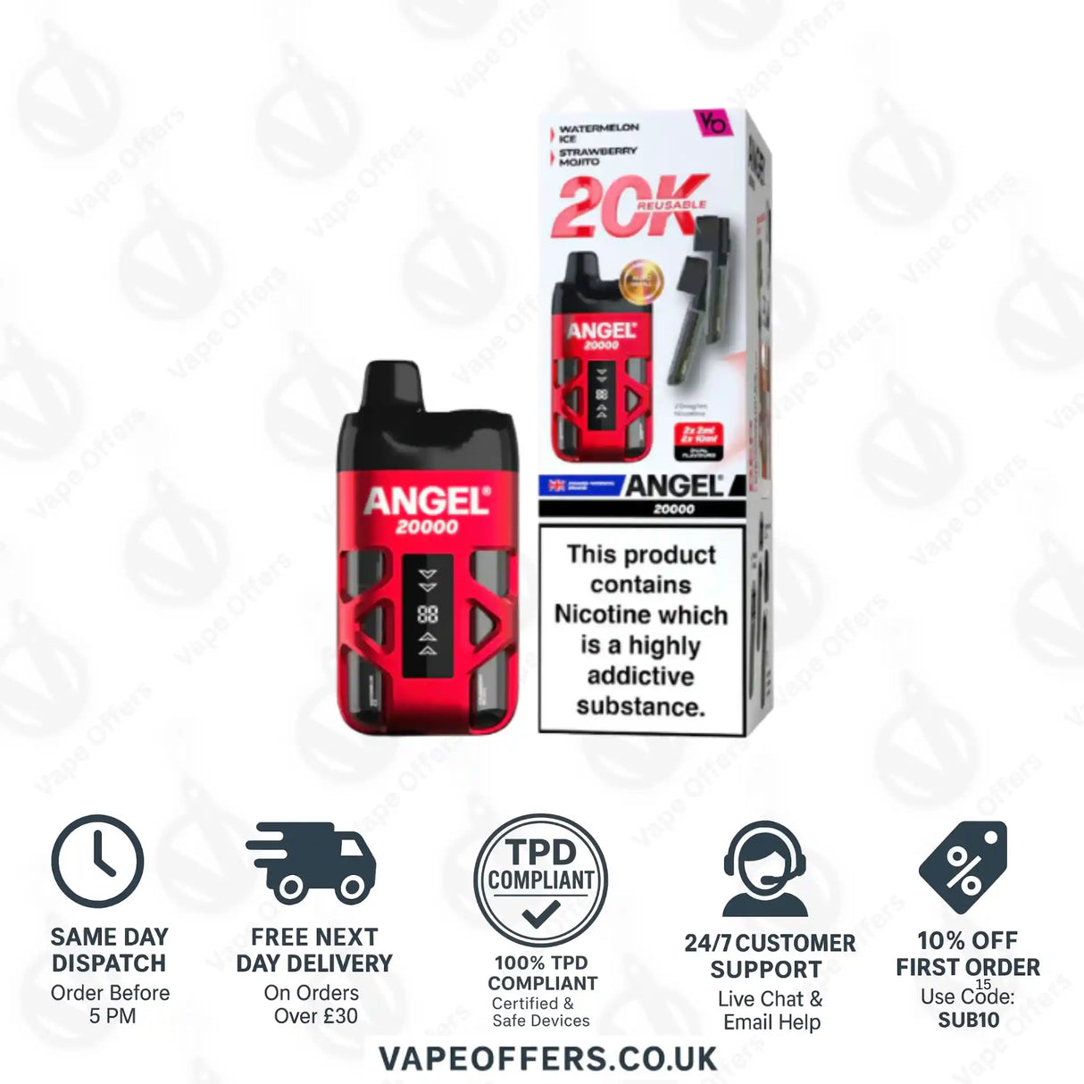 Vapes Bars Angel 20K Prefilled Pod Kit Red Edition