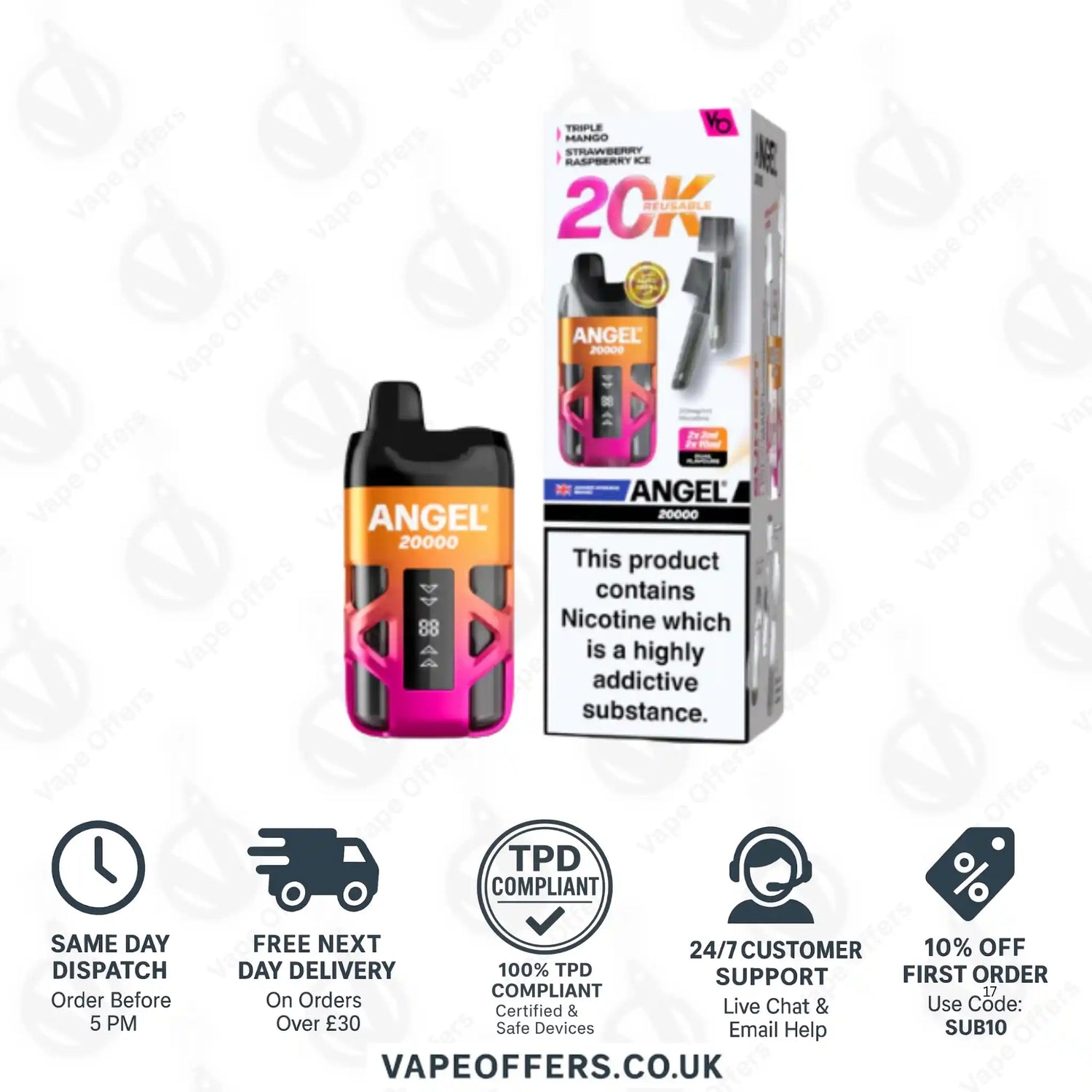 Vapes Bars Angel 20K Prefilled Pod Kit Sunset Edition