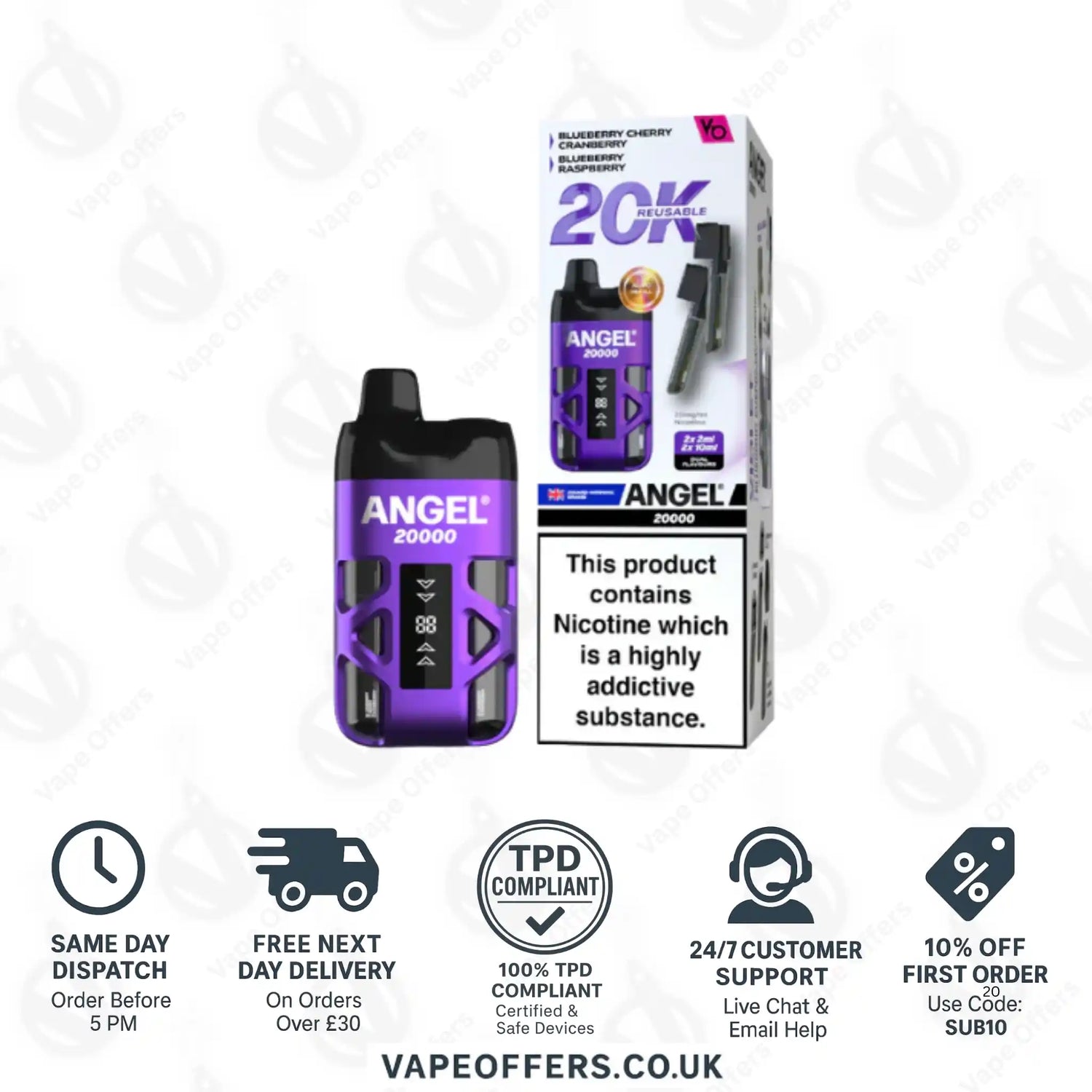 Vapes Bars Angel 20K Prefilled Pod Kit Violet Edition