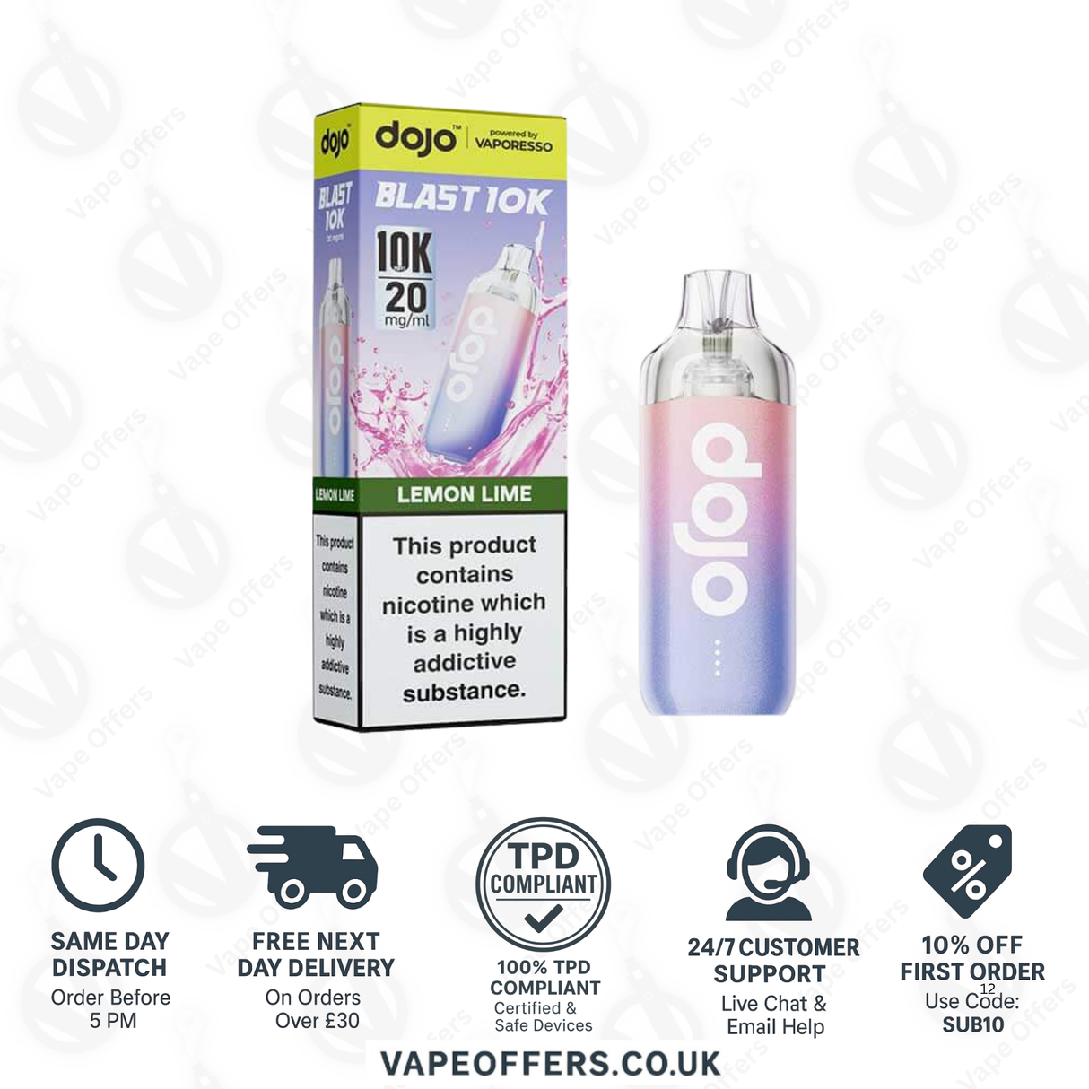 Vaporesso DOJO Blast 10K Prefilled Pod Vape Kit Lemon Lime