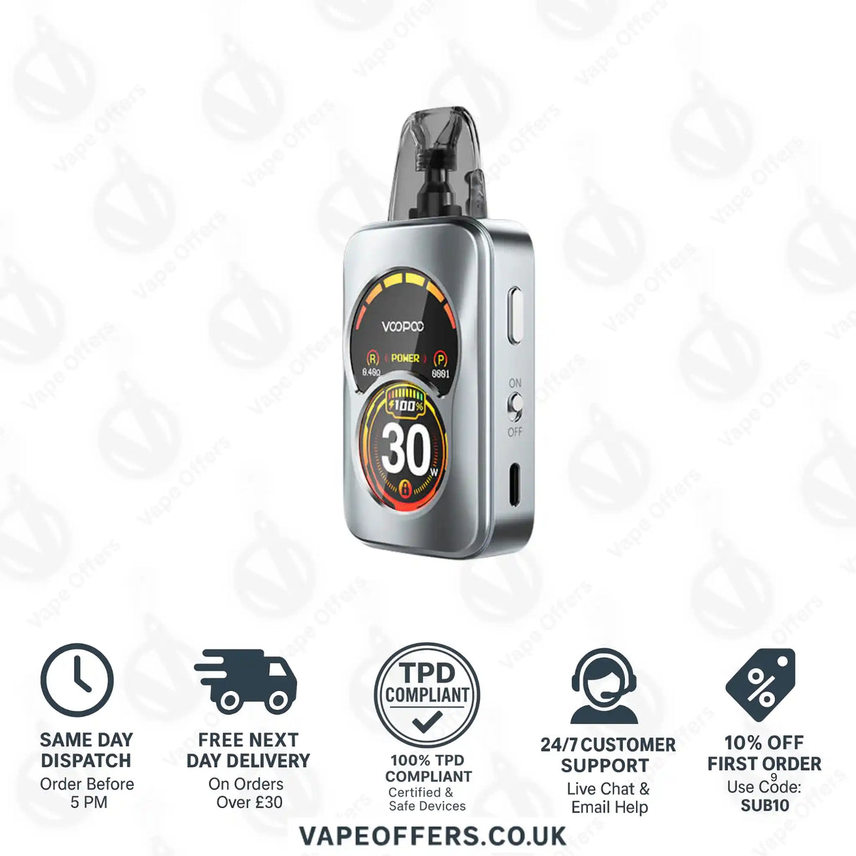 VooPoo Argus A Pod Vape Kit Storm Silver