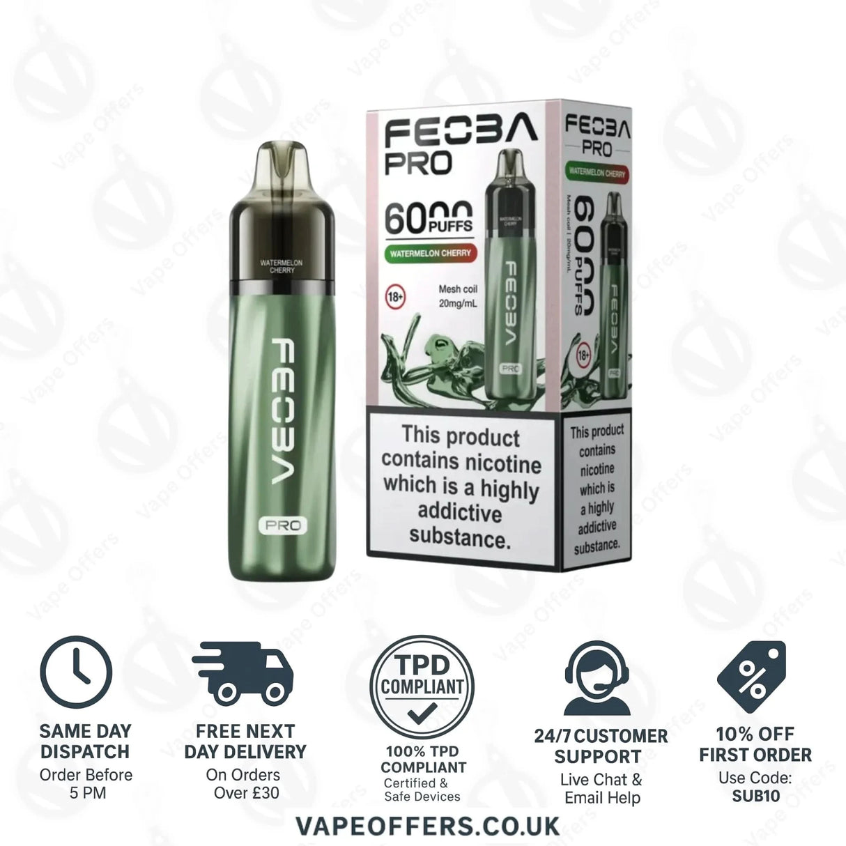 Watermelon Cherry Feoba Pro 6000 Puffs Prefilled Pod Kit