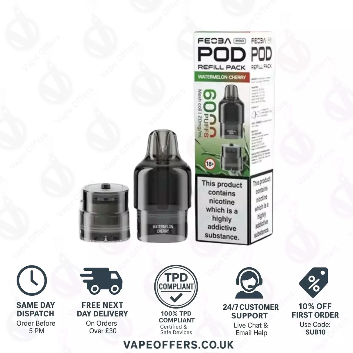 Watermelon Cherry Feoba Pro 6000 Puffs Prefilled Pods