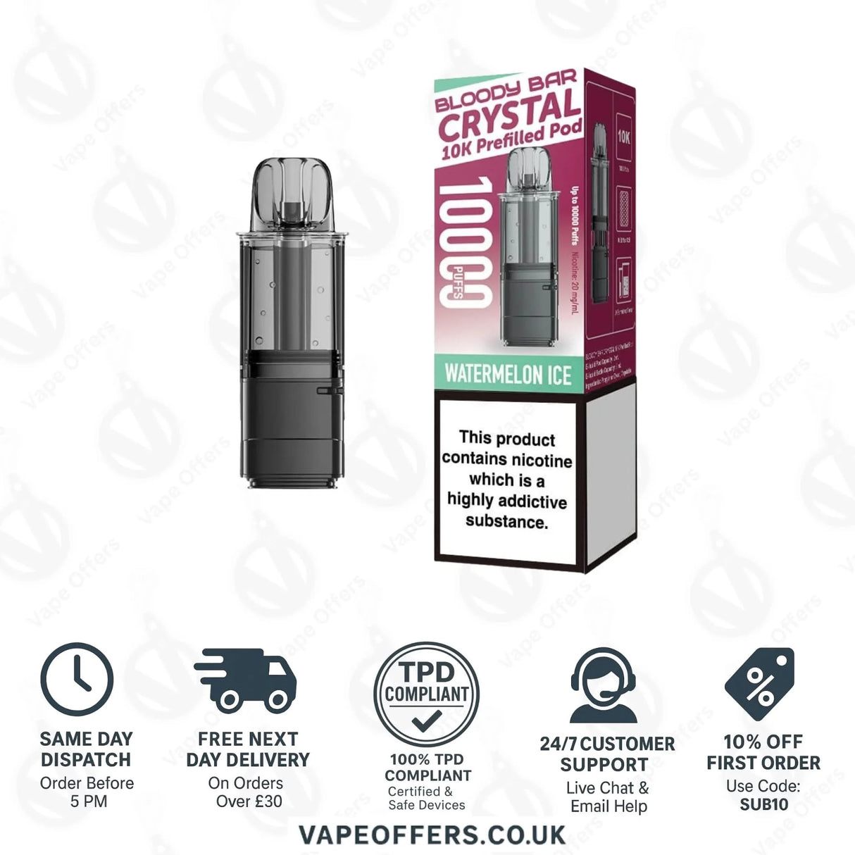 Watermelon Ice Bloody Bar Crystal 10K Prefilled Pod