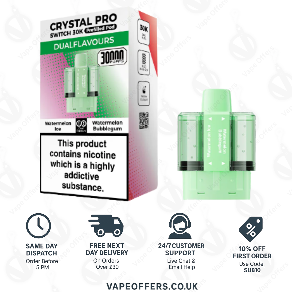 Crystal Pro Switch 30k Prefilled | Replacement Pods | 5 for £35