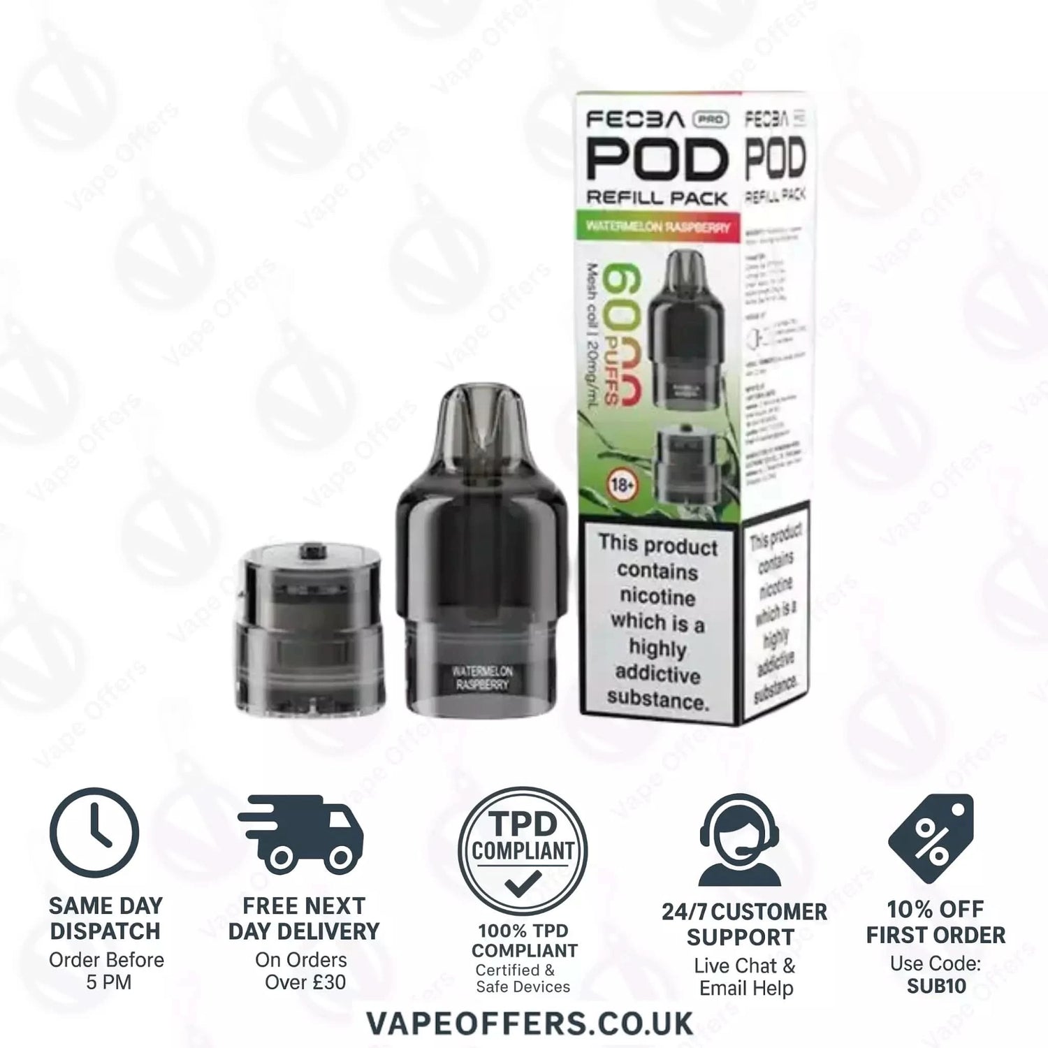 Watermelon Raspberry Feoba Pro 6000 Puffs Prefilled Pods