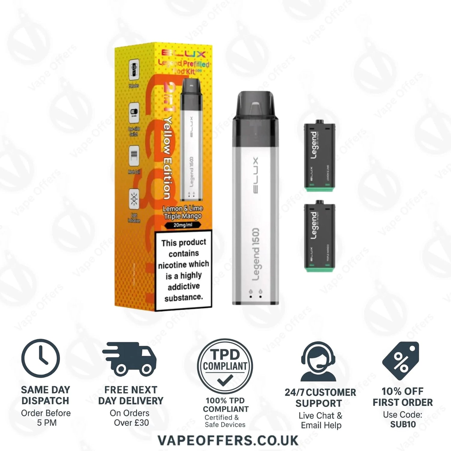 Yellow Edition Elux Legend 1500 2in1 Prefilled Pod Kit