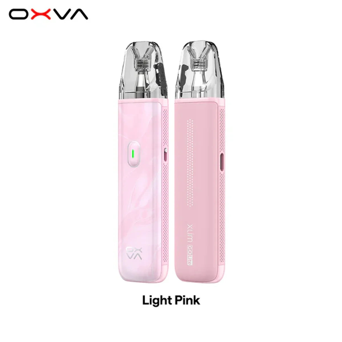 OXVA XLIM Go Lite pod kit in Light Pink, front and back view