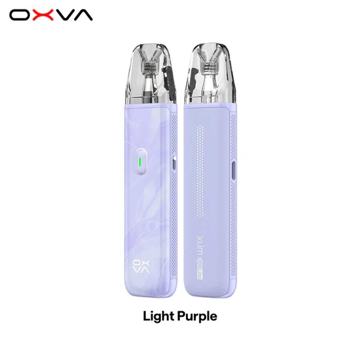 OXVA XLIM Go Lite pod kit in Light Purple, front and back view
