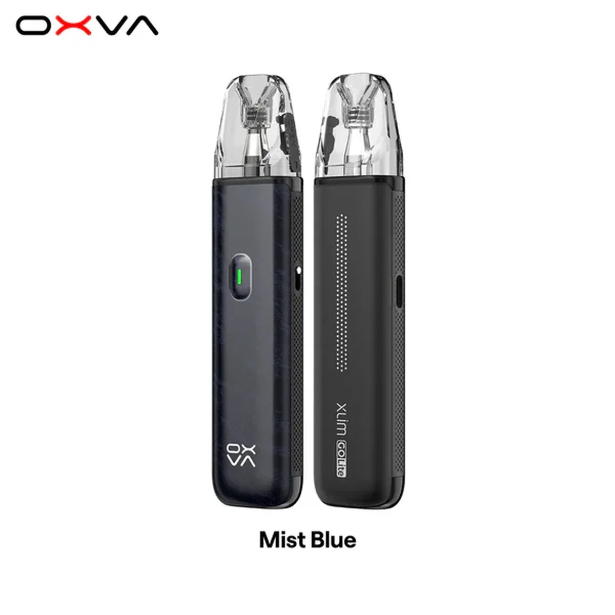 OXVA XLIM Go Lite pod kit in Mist Blue, front and back view