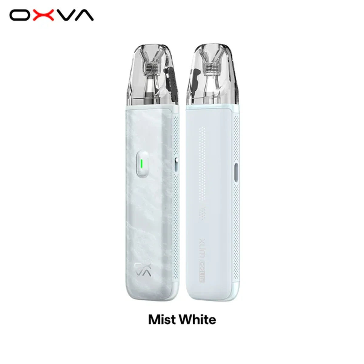 OXVA XLIM Go Lite pod kit in Mist White, front and back view