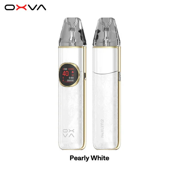 OXVA NeXLIM 2 pod kit in pearly white, front and back