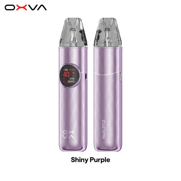 OXVA NeXLIM 2 pod kit in shiny purple, front and back