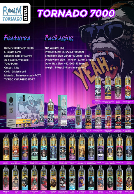 Top Flavours of the RandM Tornado 7000 Puff Disposable Vape