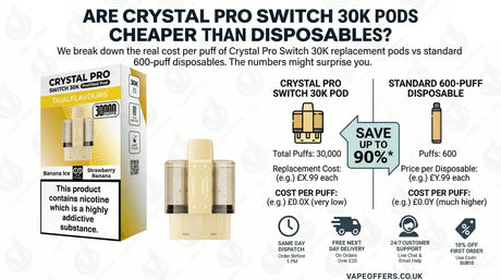 Crystal Pro Switch 30K replacement pods cheaper than disposables