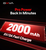 OXVA NeXLIM 2 battery detail showing 2000mAh capacity and 5V/3A charging