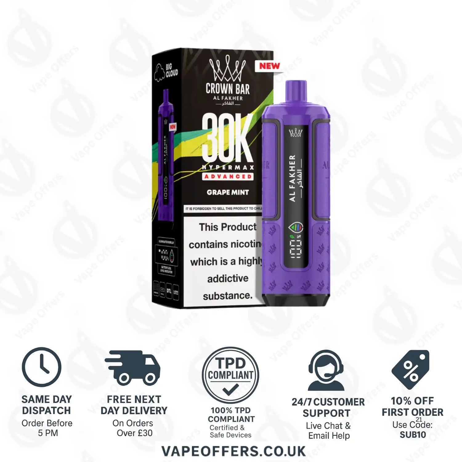 Al Fakher 30K Hypermax Vape Kit Grape Mint 