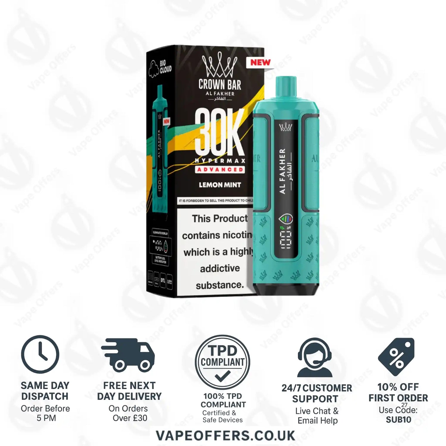 Al Fakher 30K Hypermax Vape Kit Lemon Mint 
