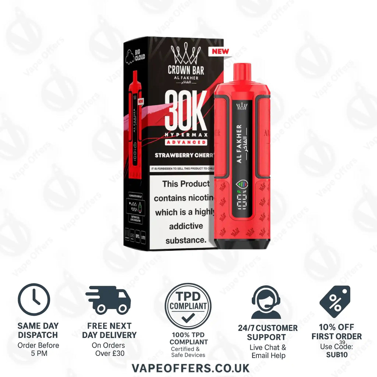 Al Fakher 30K Hypermax Vape Kit Strawberry Cherry